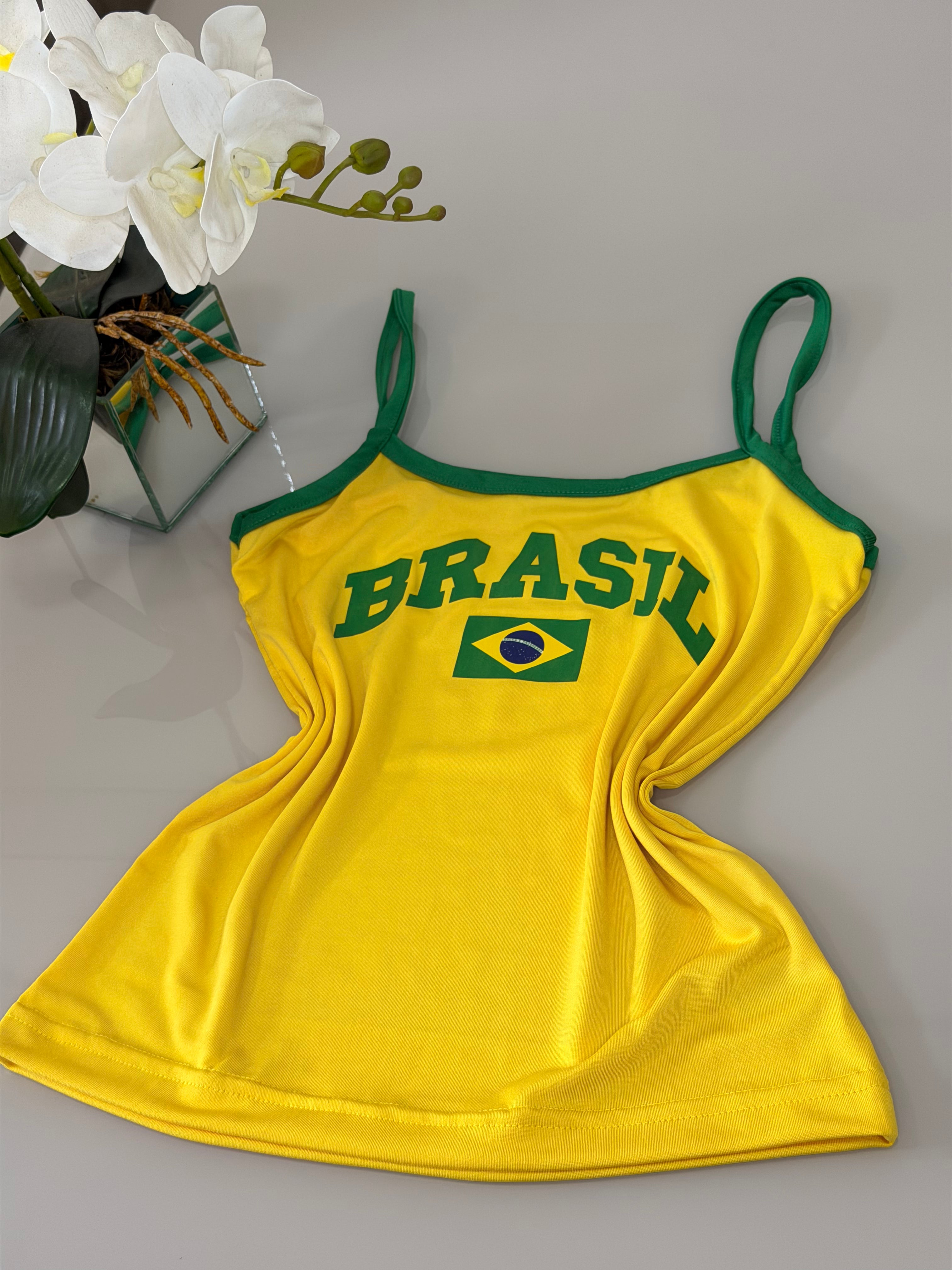 Blusa Alça Fina Classic Brasil - Amarela