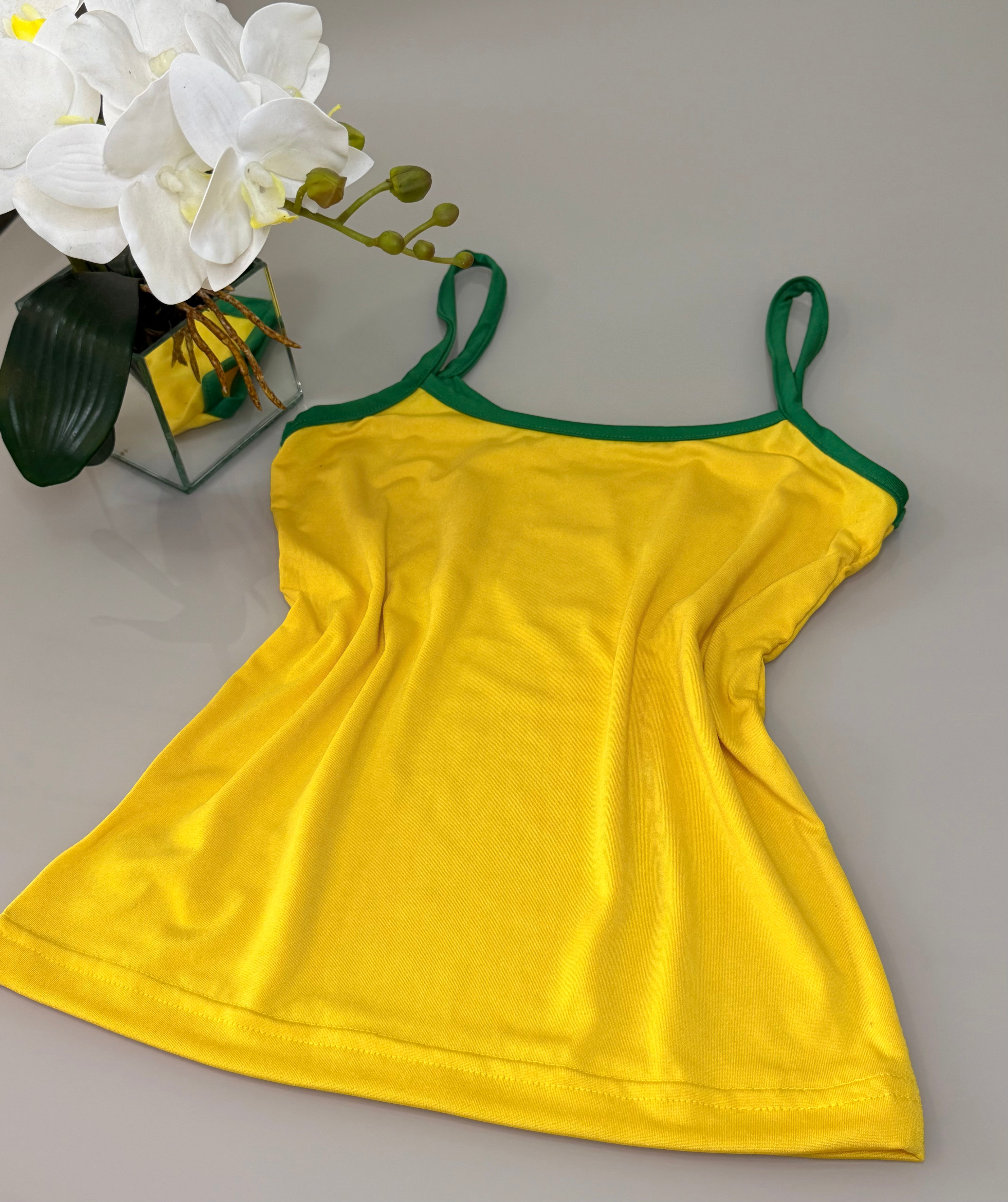 Blusa Alça Fina Classic Brasil - Amarela