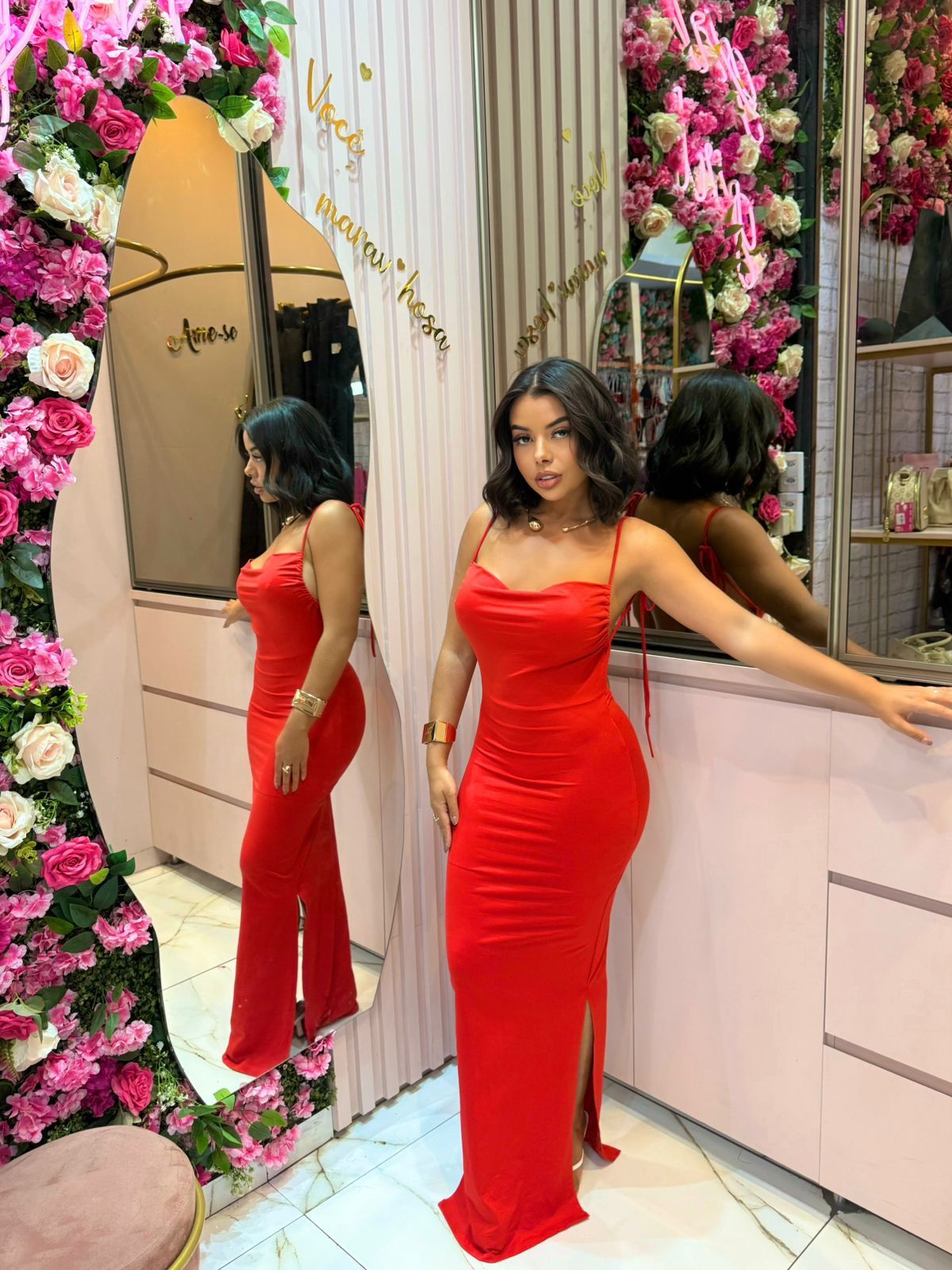 Vestido Longo Alças Ajustáveis - Tamanho Único