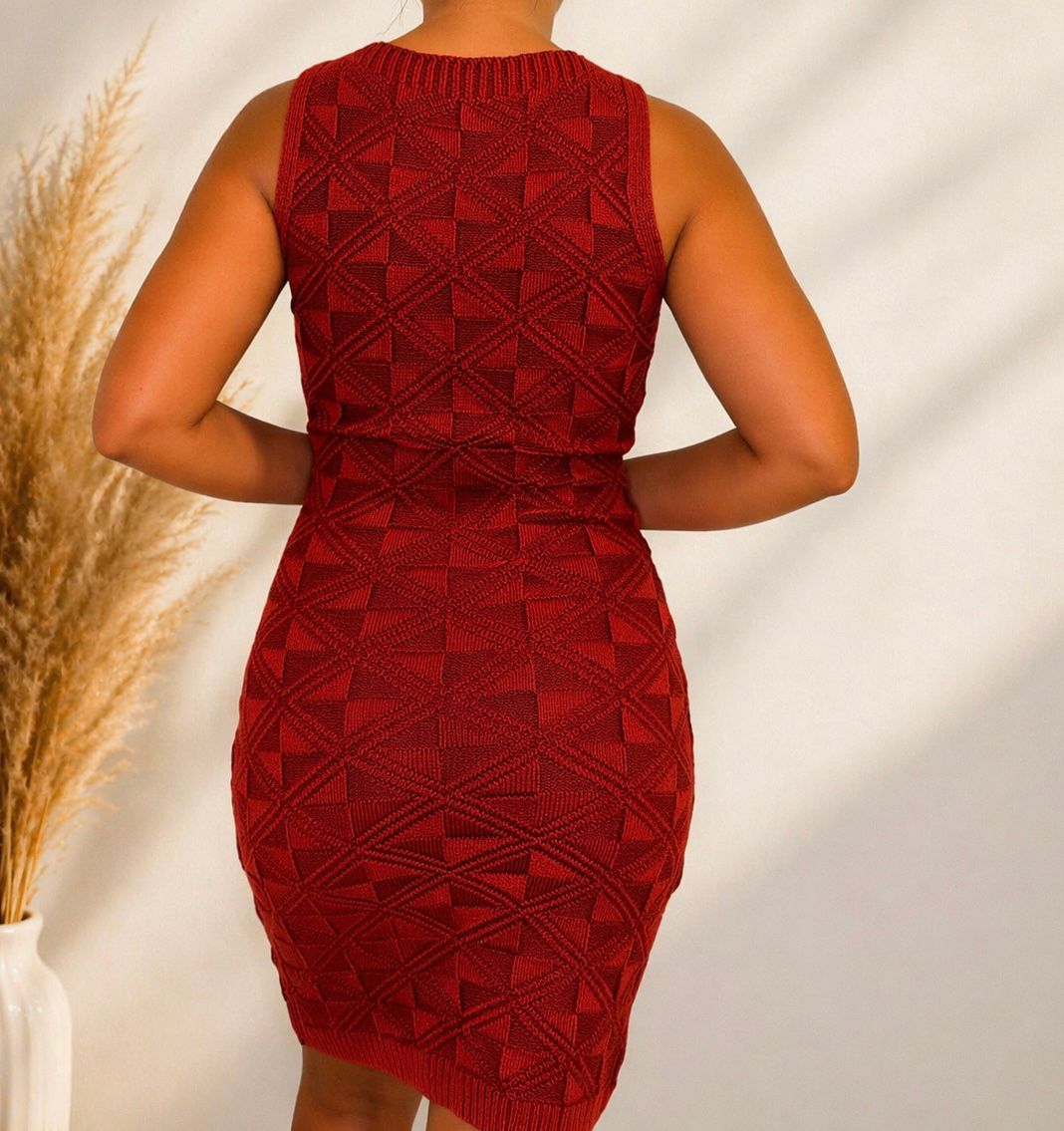 Vestido Midi Tricot Vinho - Tamanho Único