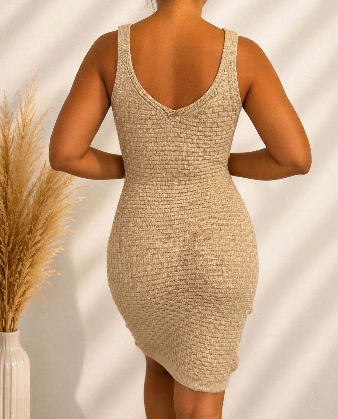 Vestido Midi Tricot  - Bege - Tamanho Único