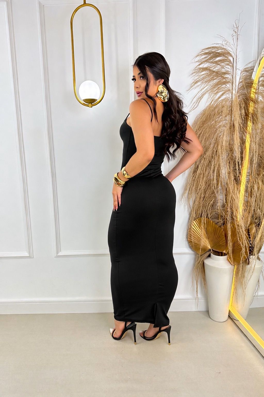 Vestido Longo Grafiato Frontal - Tamanho Único