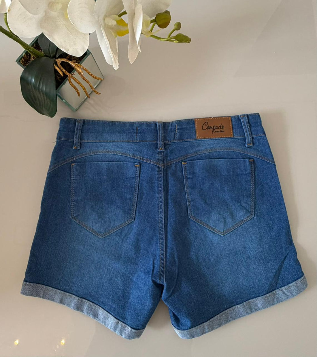 Short Jeans - Escuro - Com Elastano - Tamanho 40